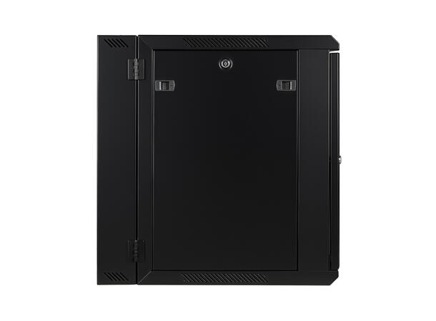 LinkIT Wall Cabinet Hinged 19' 12U Black W600xD600xH635 | Glass - Hinged frame 