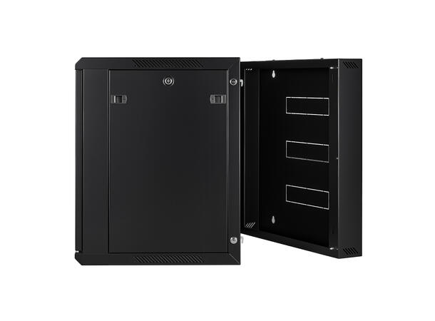 LinkIT Wall Cabinet Hinged 19' 12U Black W600xD600xH635 | Glass - Hinged frame 