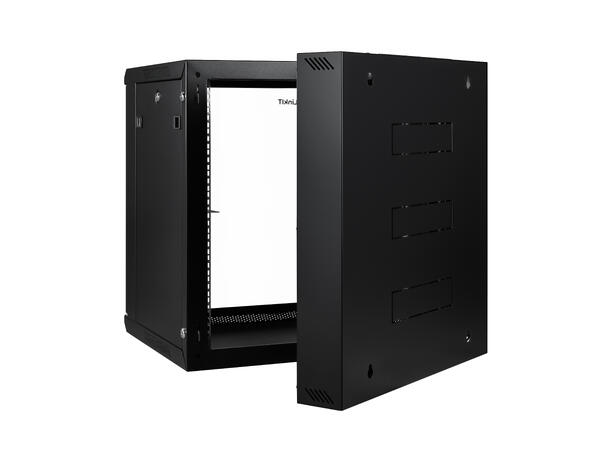LinkIT Wall Cabinet Hinged 19' 12U Black W600xD600xH635 | Glass - Hinged frame 