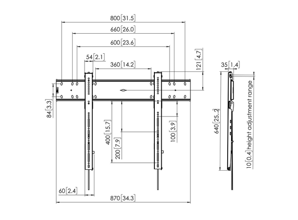 Vogels Veggfeste PFW 6800 FIXED Svart, 800x400, 100Kg, 55-98" 