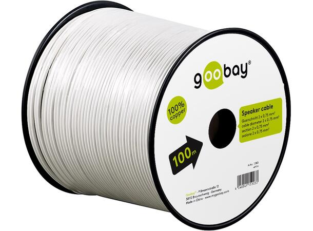 Goobay Speaker Cable white CCA 100 m roll, cable diameter 2 x 0.75 mm² 
