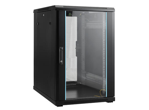 LinkIT Network Rack Cabinet 18U Black W600xD800xH916,  Glass - Perforated 
