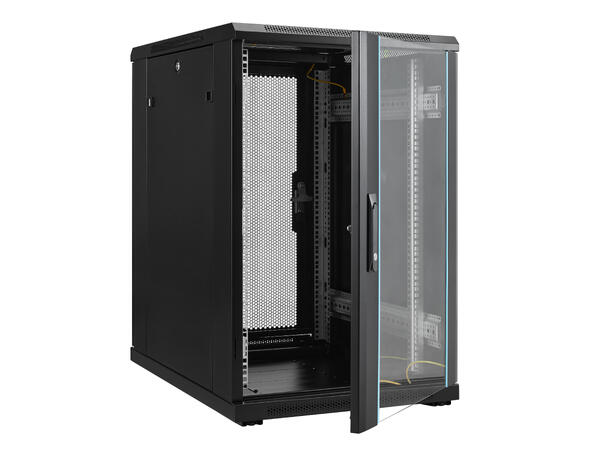 LinkIT Network Rack Cabinet 18U Black W600xD800xH916,  Glass - Perforated 