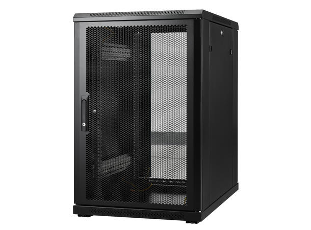 LinkIT Network Rack Cabinet 18U Black W600xD800xH916,  Glass - Perforated 