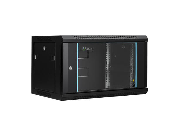 LinkIT Wall Cabinet 6U Black W600xD450xH368 |  Glass 