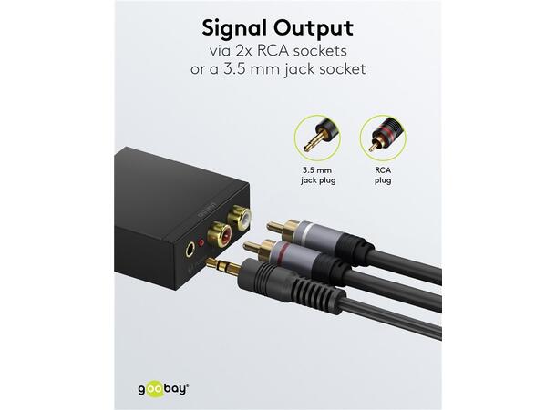 Goobay Digital-to-Analogue Conver 192kHz Coax/Toslink inn 2xRCA Out 
