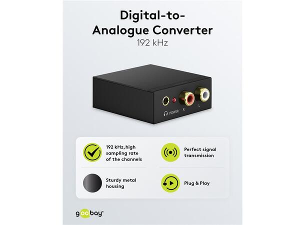 Goobay Digital-to-Analogue Conver 192kHz Coax/Toslink inn 2xRCA Out 