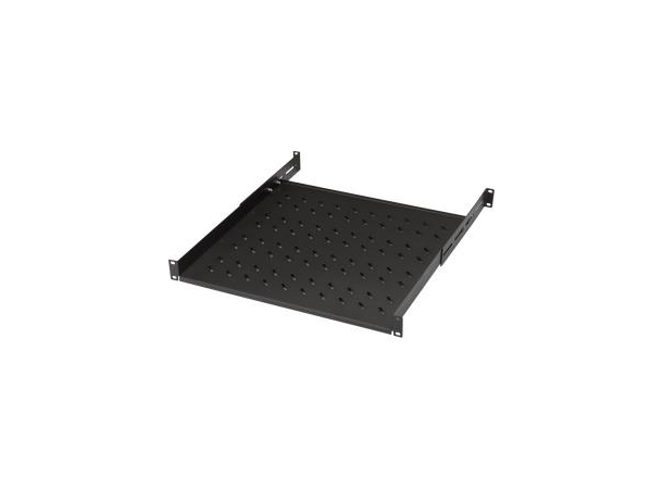 Lande 19" Fixed Shelf 1U D350 Black Front/Optional Rear Mount | 30-50kg 