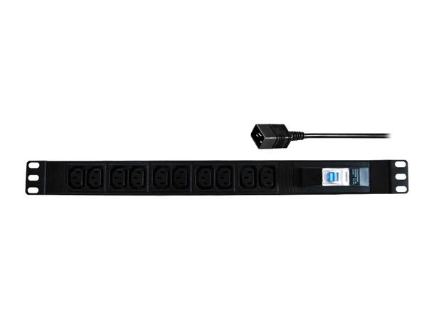 LinkIT 19"  Power rail 10xC13 2m C20 | 16A | Circuit Breaker | 1U 