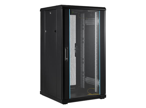 LinkIT Network Rack Cabinet 22U Black W600xD600xH1094, Glass - Perforated 