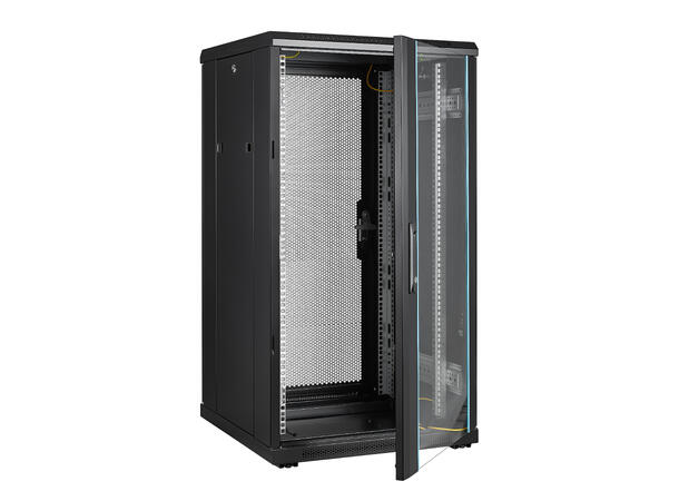 LinkIT Network Rack Cabinet 22U Black W600xD600xH1094, Glass - Perforated 
