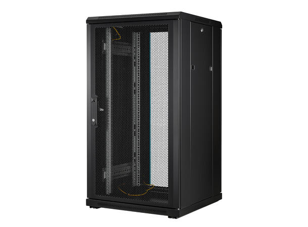 LinkIT Network Rack Cabinet 22U Black W600xD600xH1094, Glass - Perforated 