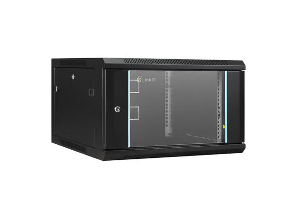 LinkIT Wall Cabinet 19' 6U Black W600xD600xH368 |  Glass 