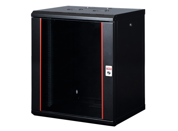 Lande Proline 16U Black W600xD600xH818 | Glass door | 100 kg 