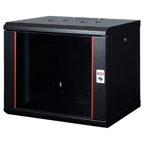 Lande Proline 9U Black W600xD450xH505 | Glass door | 100 kg