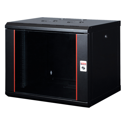 Lande Proline 9U Black W600xD600xH505 | Glass door | 100 kg