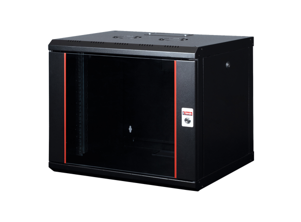 Lande Proline 9U W600xD600xH505 | Black | Glass door 