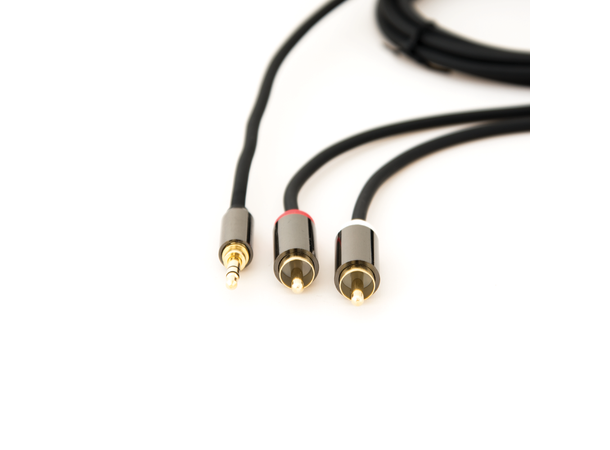 Stoltzen Flex Lydkabel 3,5mm - 2xRCA 5m Fleksibel kabel | 2 x 3mm| Gold Conn. 