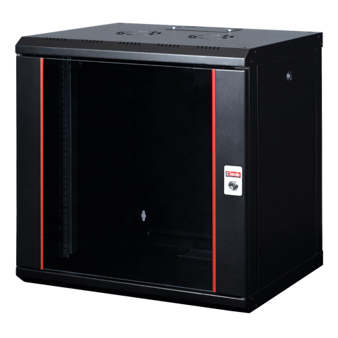 Lande Proline 12U Black W600xD450xH640 | Glass door | 100 kg