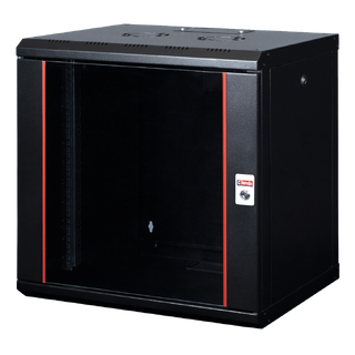 Lande Proline 12U Black W600xD450xH640 | Glass door | 100 kg