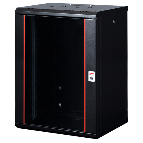 Lande Proline 20U W600xD600xH996 | Black | Glass door