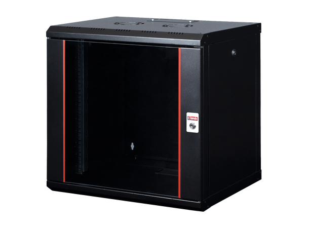 Lande Proline 12U Black W600xD600xH640 | Glass door | 100 kg 