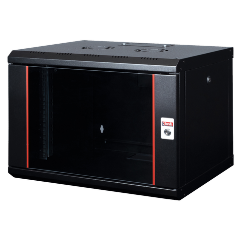 Lande Proline 7U Black W600xD450xH418 | Glass door | 100 kg