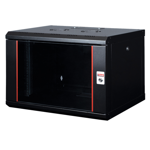 Lande Proline 7U W600xD600xH418 | Black | Glass door