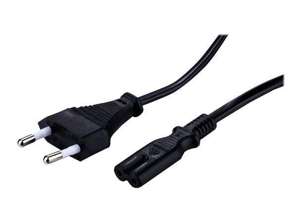 LinkIT strömkabel CEE 7/16 - C7 svart 1m Euro - C7 | 2 x 0,75mm² | PVC 