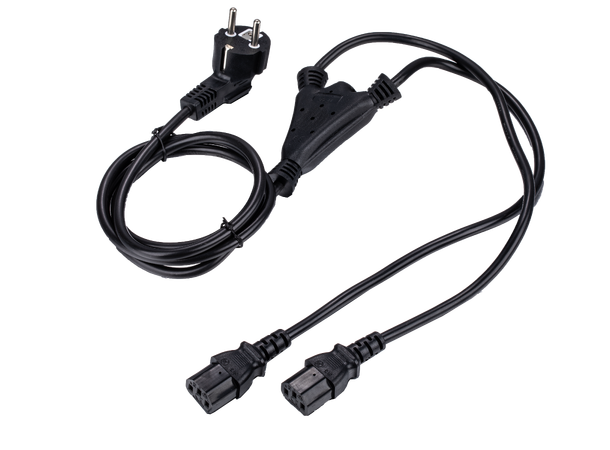 LinkIT strömkabel CEE 7/7 to 2xC13  1.8m Splitt Schuko til 2xC13| 1,00mm² | svart 
